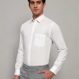 Cantabil White Regular Fit Solid Formal Shirt image 4