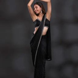 Saree Mall Black Chiffon Embellished Saree with Blouse Piece-picture-9