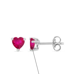 ornate jewels 925 Silver Heart Red Ruby Stud Earrings for Women & Girls image 4