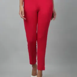 Cantabil Pink Cotton Straight Fit Mid Rise Pants-picture-37