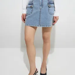 nuon women Nuon by Westside Light Blue High-Rise Denim Skirt-picture-43