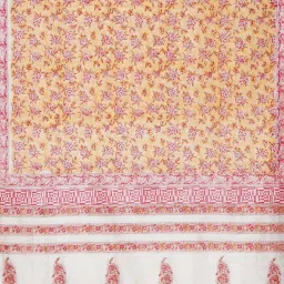 Unnati Silks Orange Printed Saree With Unstitched Blouse image 4