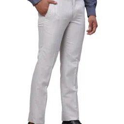 Park Avenue Green Regular Fit Checks Trousers image 4