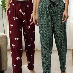Kryptic Black & Maroon Cotton Relaxed Fit Printed Lounge Pant - Pack of 2-picture-8