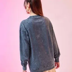 Bewakoof Blue Printed Relaxed Fit Sweatshirt image 2