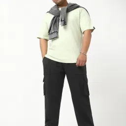 Bewakoof Black Blended Relaxed Fit Solid Cargo Joggers image 4