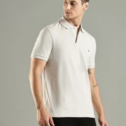 Tommy Hilfiger Beige Cotton Regular Fit Polo T-Shirt image 4