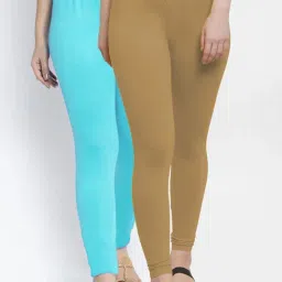 Gracit Blue & Skin Mid Rise Leggings - Pack Of 2-picture-12