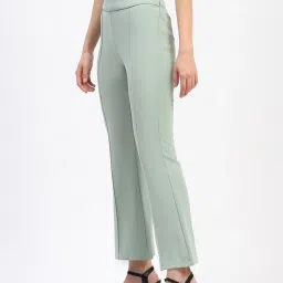 Madame Moss Green Polyester Pleated Trousers image 4