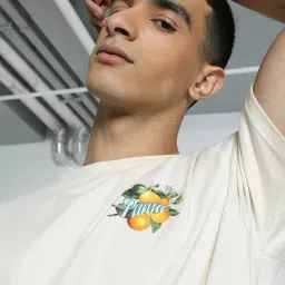 Puma White Relaxed Fit Graphics Printed T-Shirts image 4