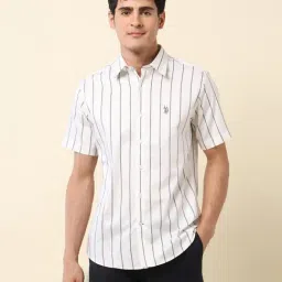 U.S. Polo Assn. White Cotton Regular Fit Striped Shirt-picture-28