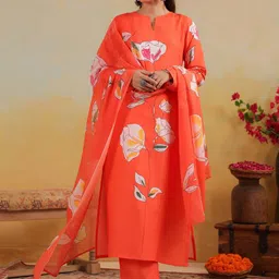 Anni Designer Women Floral Printed Regular Kurta with Trousers & Dupatta image 4