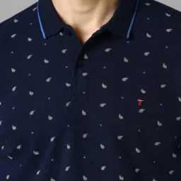 Louis Philippe Navy Cotton Slim Fit Printed T-Shirt image 4