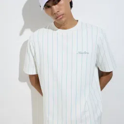 studiofit men Studiofit by Westside Off-White Striped Relaxed-Fit T-Shirt-picture-18