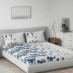 Ddecor Live beautiful Radiance Blue 144 TC Cotton King Bedsheet with 2 Pillow Covers-image-8