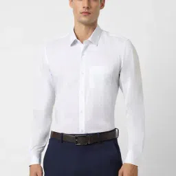 Peter England White Cotton Slim Fit Printed Shirt-picture-11