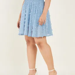 CURVE BY KASSUALLY Blue Above Knee Skirt image 4