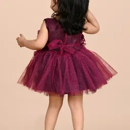 Titrit Maroon Net Embellished Dress for Girls image 2