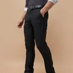 Code By Lifestyle Black Regular Fit Texture Trousers image 3
