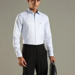 Tommy Hilfiger Blue Cotton Regular Fit Self Pattern Shirt image 5