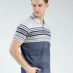 Monte Carlo Blue Regular Fit Striped T-Shirt image 4