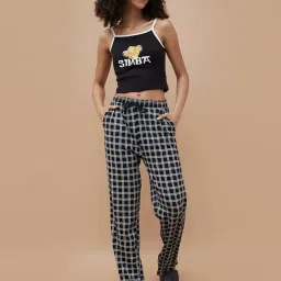 Ginger By Lifestyle Black Cotton Regular Fit Checks Pyjamas image 4