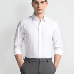 arrow new york Arrow Newyork White Cotton Slim Fit Checks Shirt-picture-15