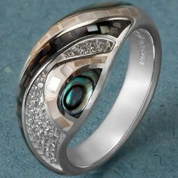 Mia by Tanishq 925 Silver Mother of Pearl Aqua Silver Ring-picture-48