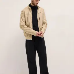 The Bear House Beige Polyester Regular Fit Solid Casual Jacket image 5