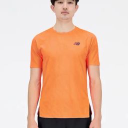 New Balance Orange Comfort Fit Self Design Sports T-Shirt-picture-7