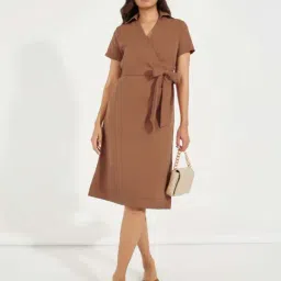 Styli Brown Wrap Dress-image-76