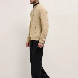 The Bear House Beige Polyester Regular Fit Solid Casual Jacket image 4