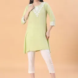 V-Mart Women Ethnic Motifs Embroidered Round Neck A-Line Kurti-image-56