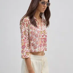 Bombay Paisley by Westside Off-White Floral Printed Cotton Shirt-picture-24