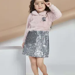 Peppermint Kids Pink & Grey Polyester BodyFit 1 Dress-image-55