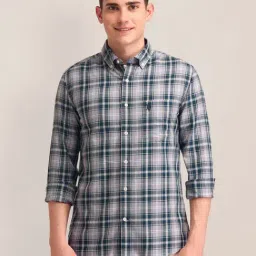 U.S. Polo Assn. Green Cotton Regular Fit Checks Shirt-picture-30