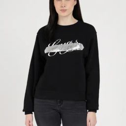 Guess Black Solid Full Sleeves Sweatshirt-picture-8