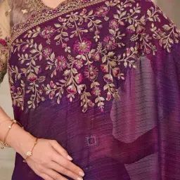 Saree Mall Purple Georgette Embellished Saree with Blouse Piece image 5
