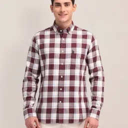 U.S. Polo Assn. White Cotton Regular Fit Checks Shirt-picture-31