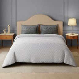 Spaces Cotton Grey Solid 210 TC Double Size Bedsheet with 2 Pillow Covers-picture-5