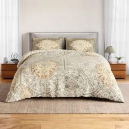 Spaces Cotton Cream Solid 132 TC Double Size Bedsheet with 2 Pillow Covers-picture-45