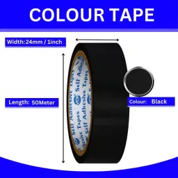 VCR 50 m x 24 mm Biaxially Oriented Polypropylene Black Color Tape, 144 Rolls Per Pack image 3