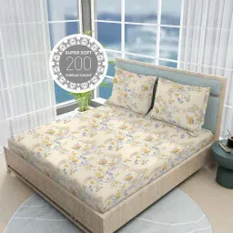 Boutique Living India Siesta Egyptian Cotton 200 TC Floral Print King Bedsheet with 2 Pillow Covers-picture-13
