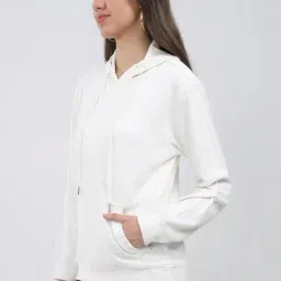 Monte Carlo White Regular Fit Self Pattern Hoodie image 3