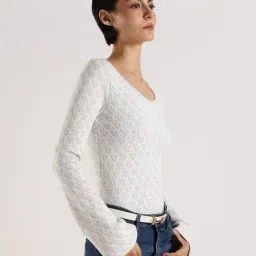 Calvin Klein Jeans White Regular Fit Logo Print Sweater image 4