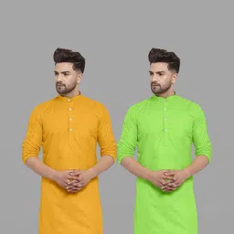 VS MALL Men Lime Green Kurtas-picture-19