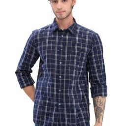 Parx Blue Slim Fit Checks Shirt-picture-19