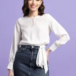 Forever 21 White Textured Pattern Top-picture-31