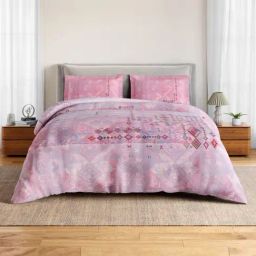 Spaces Cotton Pink Solid 132 TC Double Size Bedsheet with 2 Pillow Covers-picture-47