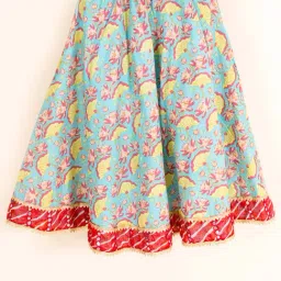 Pspeaches Girls Green Regular Fit Printed Lehenga Choli image 5